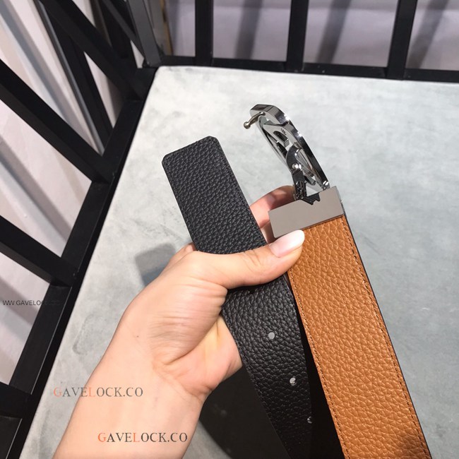Gucci Black & Brown Togo Leather Upgraded Italy Fashion Belt